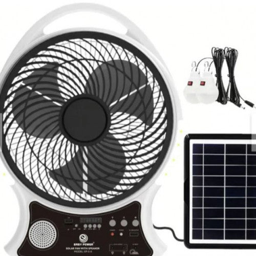 ABANICO RECARGABLE 14" SOLAR CON ALTAVOZ